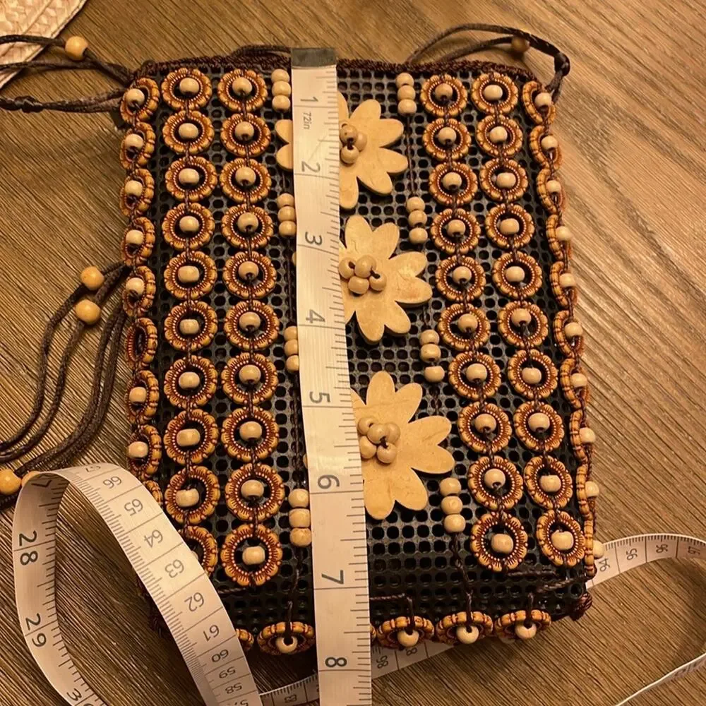 Handmade wooden bead satchel